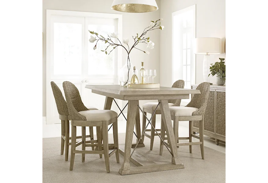 Vista 5 Piece Dining Set with Woven Stools by American Drew at Esprit Decor Home Furnishings